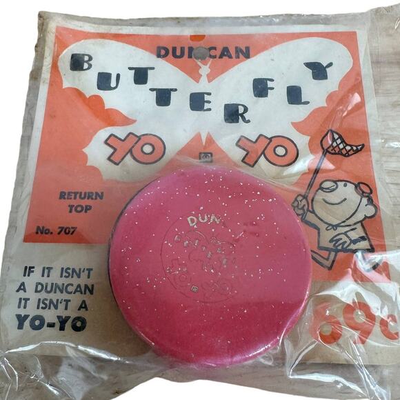 Duncan Butterfly Yo-Yo #707 Vintage 1958Wooden New In Package Pink